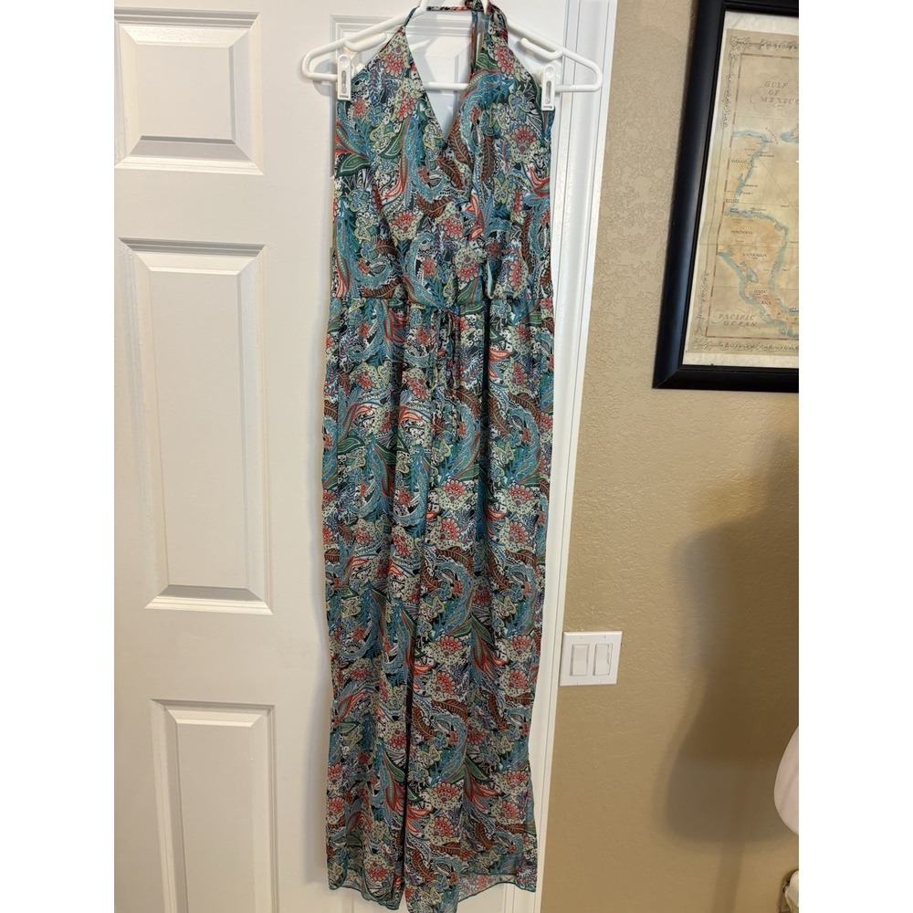 Romeo And Juliet Colorfulโ Paisly Print Halter Jumpsuit, Medium, Boho
